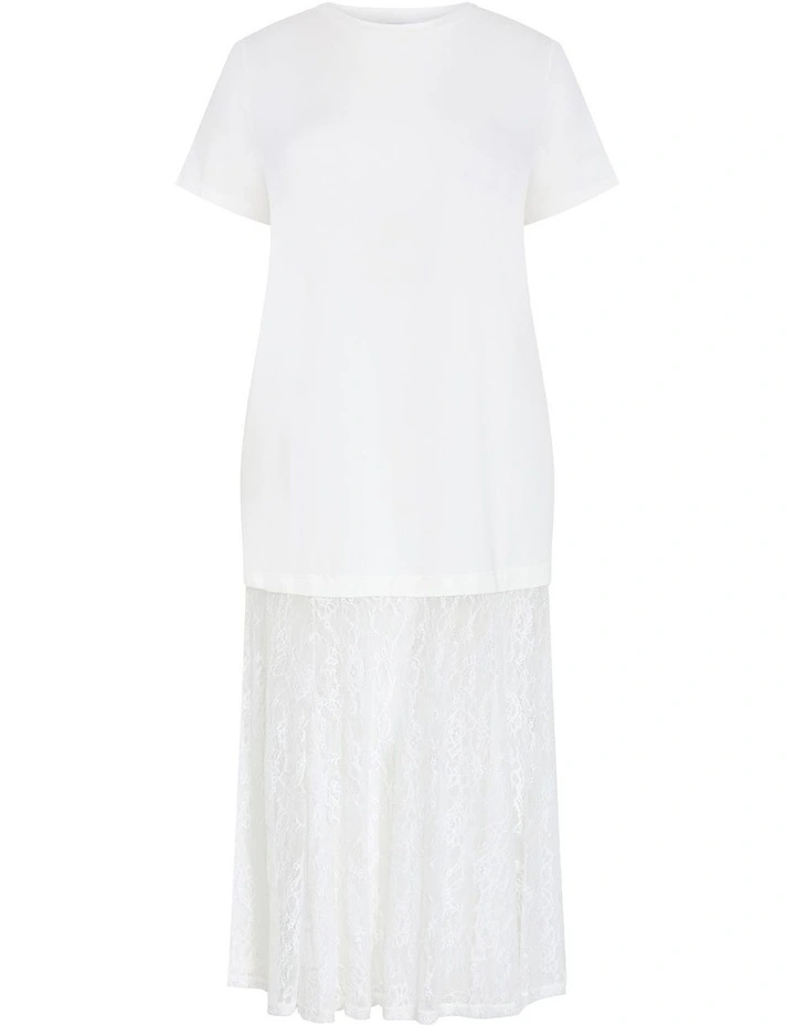 Aura Lace Hem Dress in Ivory image 3