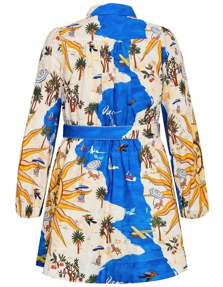 Elysia Placement Print Mini Dress in Ocean Blue image 4