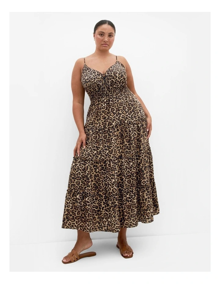 Amaya Leopard Print Maxi Dress in Brown image 1
