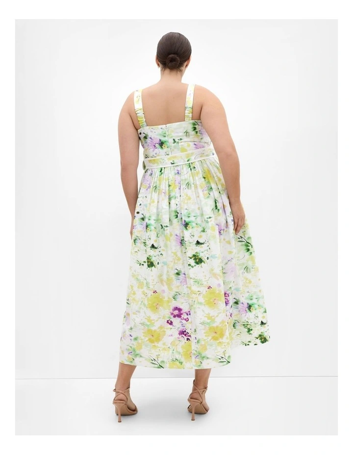 Corrinne Print Midi Dress in White image 2