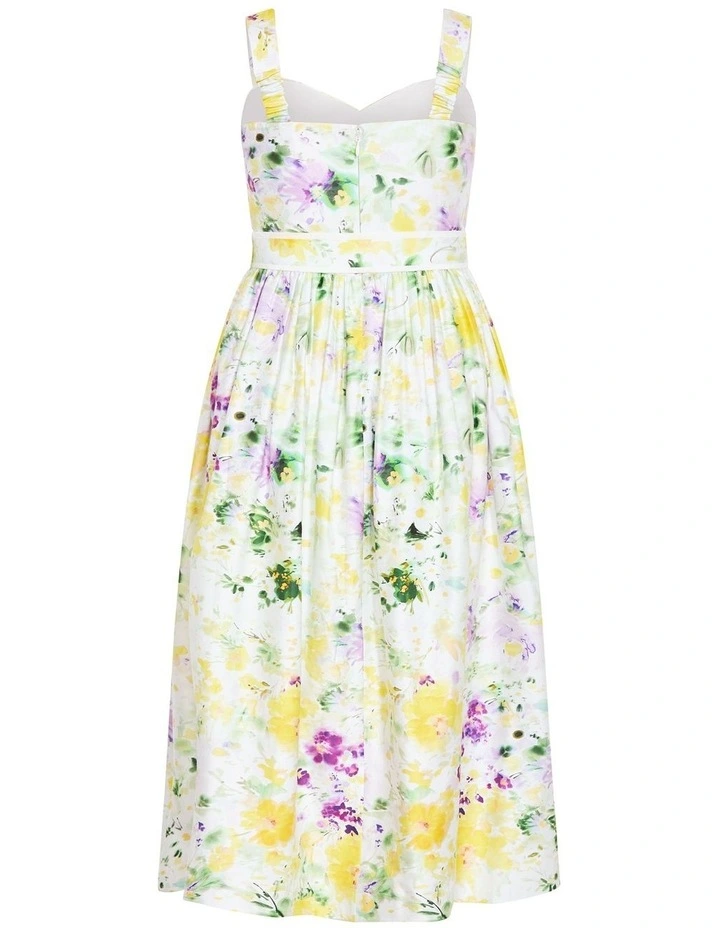 Corrinne Print Midi Dress in White image 4