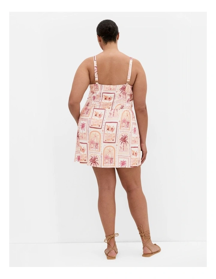 Jess Postcard Print Mini Dress in Pink image 2