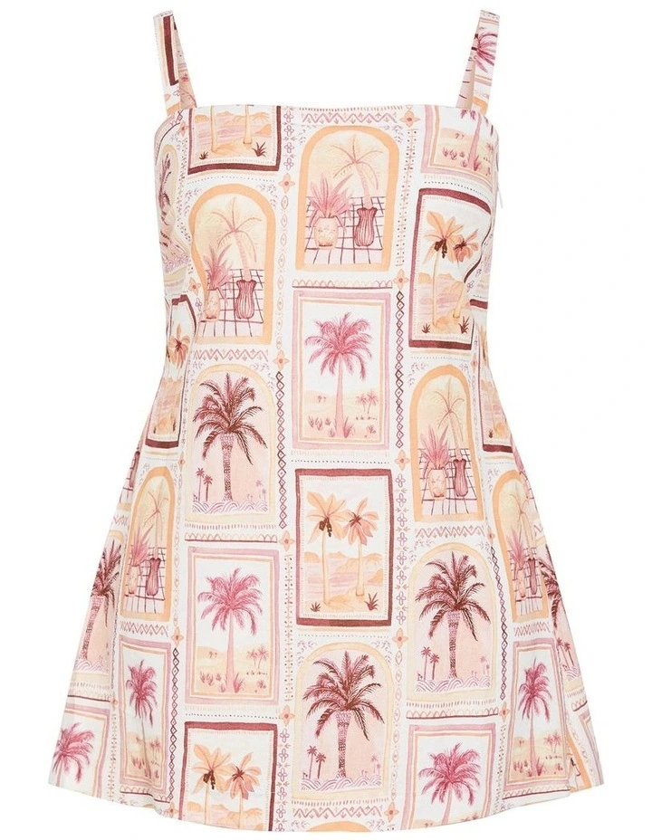 Jess Postcard Print Mini Dress in Pink image 3