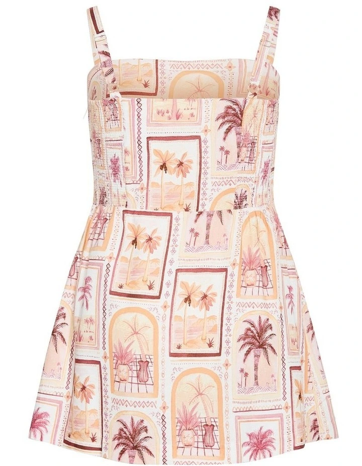 Jess Postcard Print Mini Dress in Pink image 4