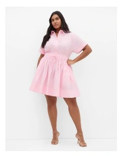 Lana Mini Shirt Dress in Heavenly Pink