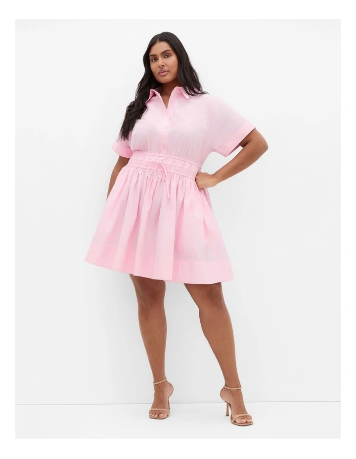 Lana Mini Shirt Dress in Heavenly Pink image 1