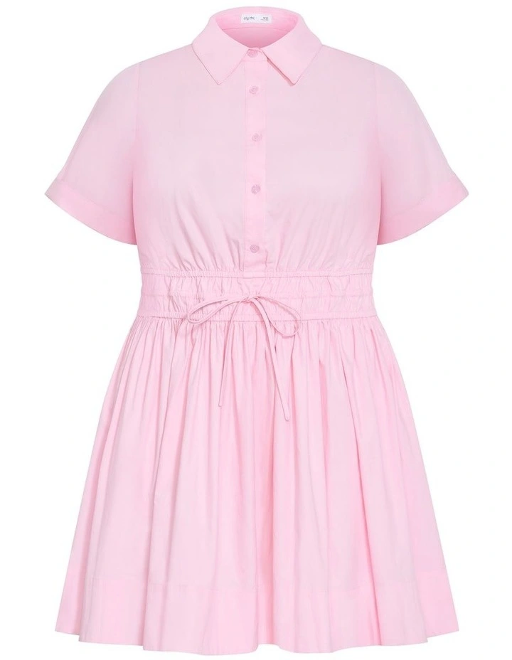 Lana Mini Shirt Dress in Heavenly Pink image 3