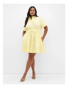 Lana Mini Shirt Dress in Lemon Drop