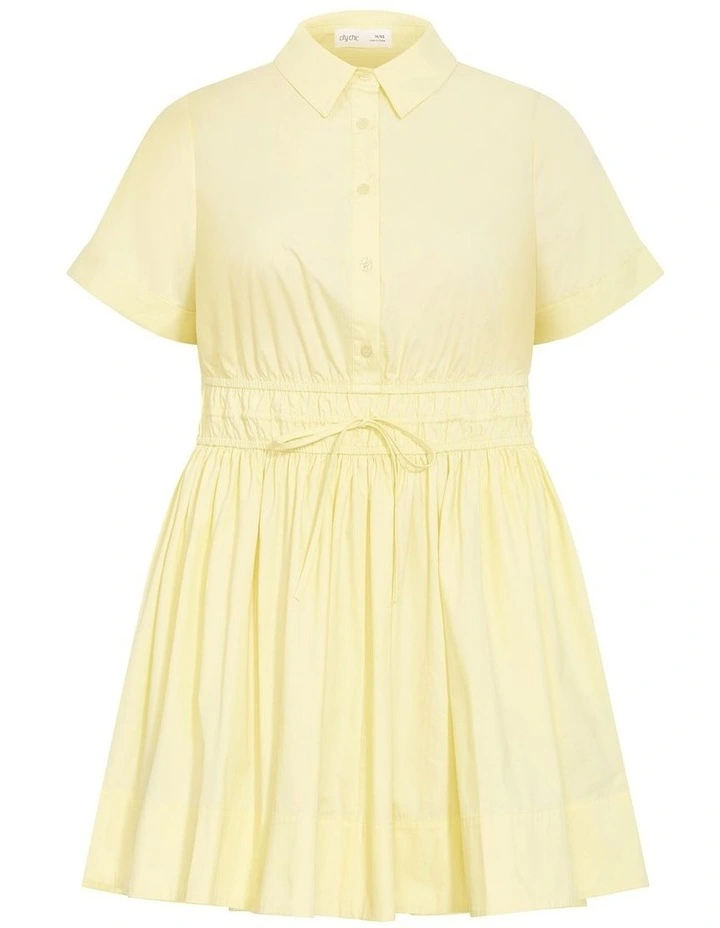 Lana Mini Shirt Dress in Lemon Drop image 2