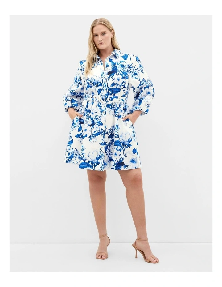 Elysia Print Midi Dress in Bluebell image 1