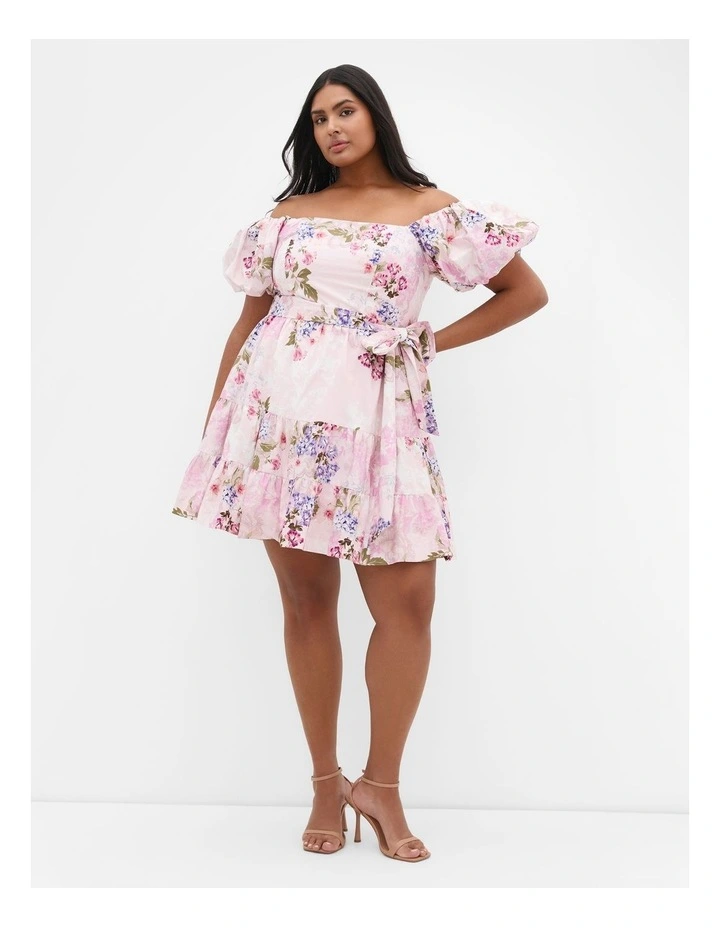 Aliyah Print Mini Dress in Light Pink image 1