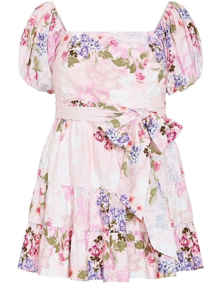 Aliyah Print Mini Dress in Light Pink image 3