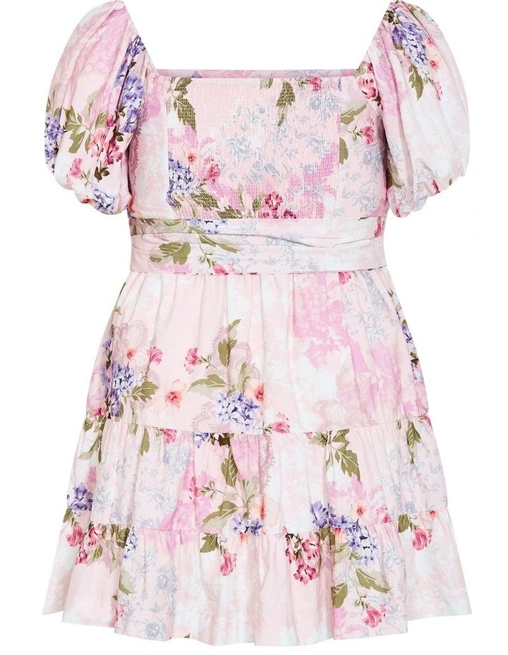 Aliyah Print Mini Dress in Light Pink image 4