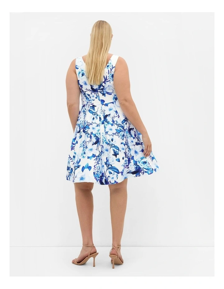 Andrea Fit & Flare Bluebell Print Dress in Bluebell image 2