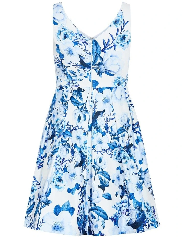 Andrea Fit & Flare Bluebell Print Dress in Bluebell image 4