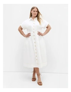 Ari Denim Midi Dress in Ivory