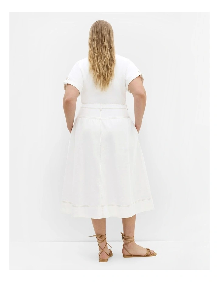 Ari Denim Midi Dress in Ivory image 2