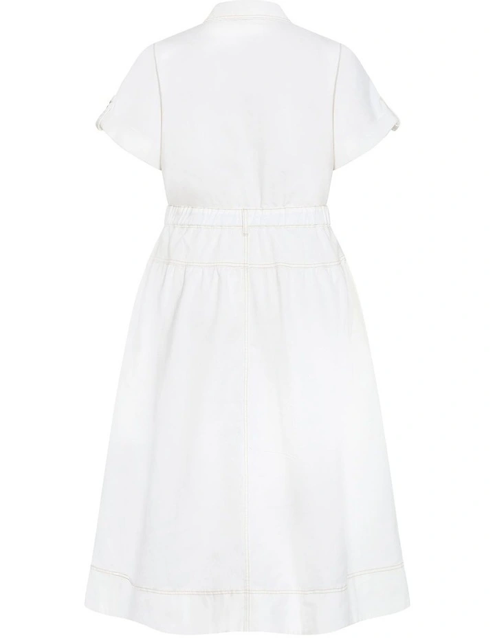 Ari Denim Midi Dress in Ivory image 4