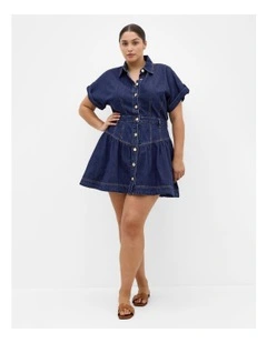 Ari Denim Mini Dress in Dark Wash