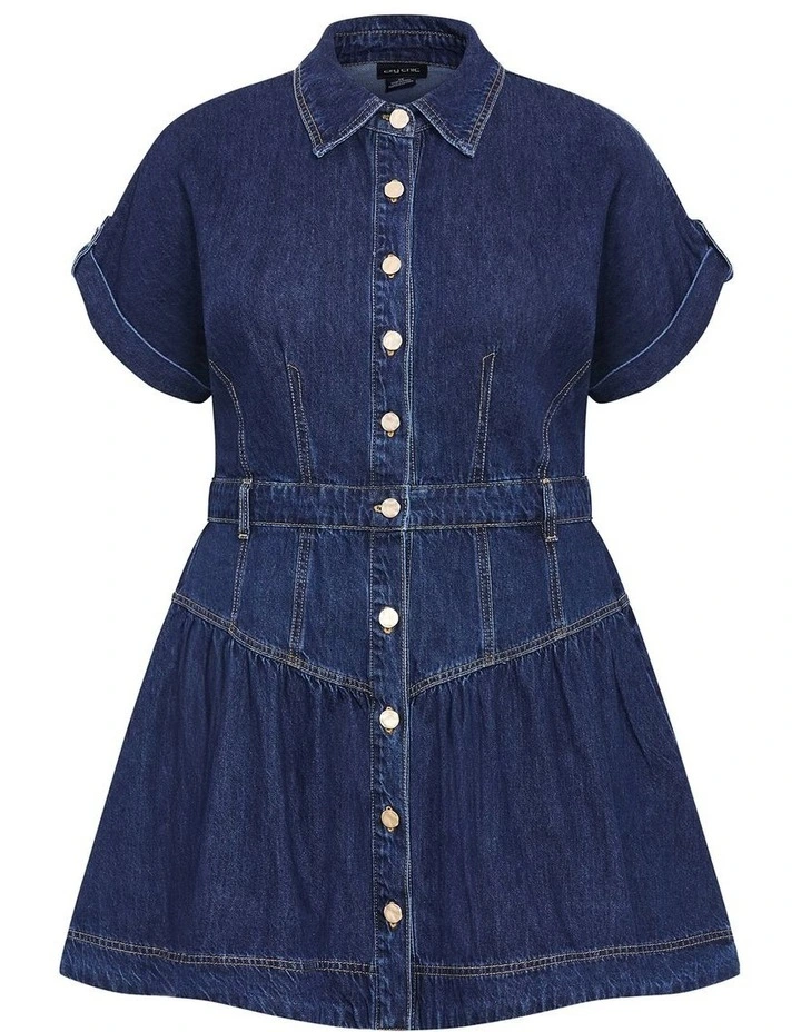 Ari Denim Mini Dress in Dark Wash image 3