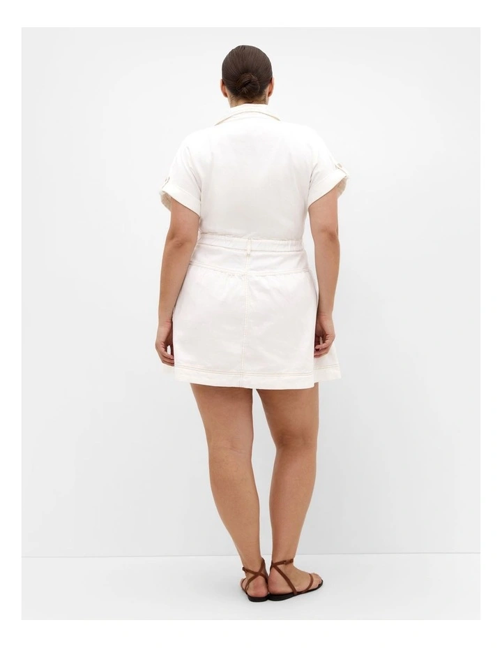 Ari Denim Mini Dress in Ivory image 2