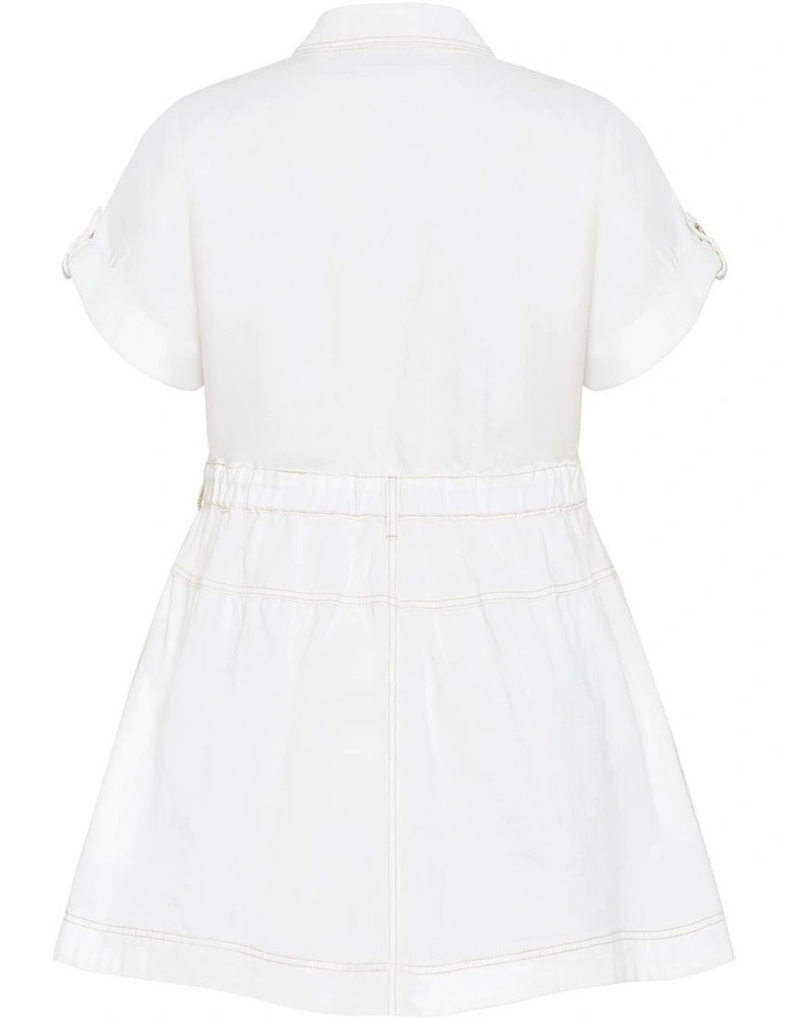 Ari Denim Mini Dress in Ivory image 4