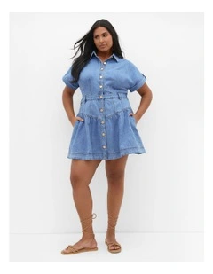 Ari Denim Mini Dress in Light Wash
