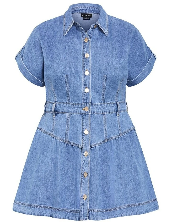 Ari Denim Mini Dress in Light Wash image 3