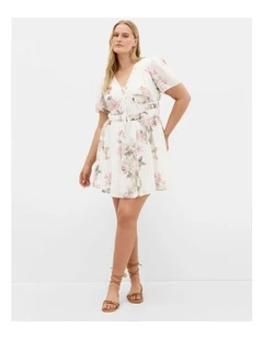 Carina Print Mini Dress in Ivory