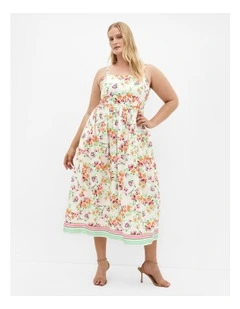 Giana Print Border Maxi Dress in Ivory