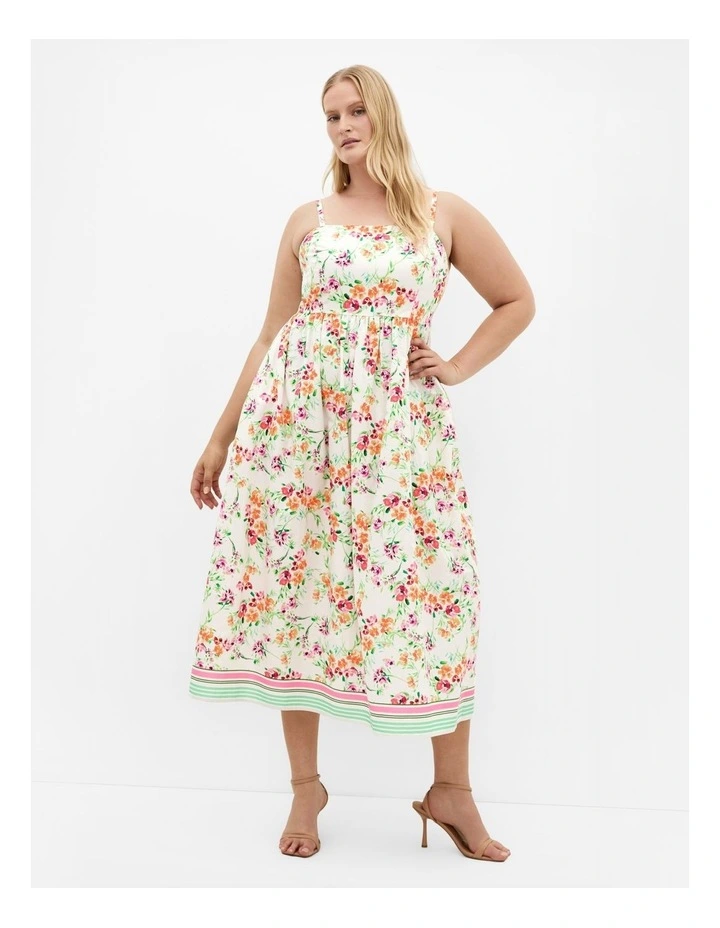 Giana Print Border Maxi Dress in Ivory image 1