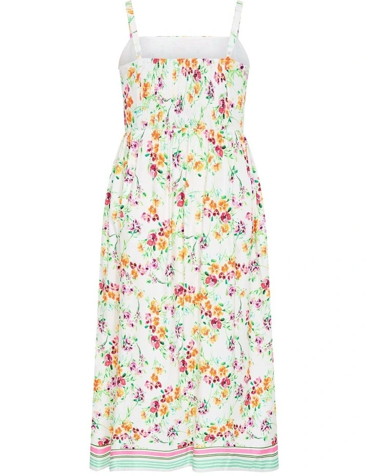 Giana Print Border Maxi Dress in Ivory image 4