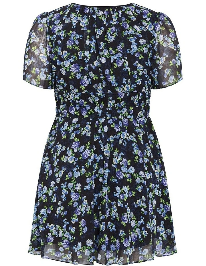 Cara Blooms Print Mini Dress in Black image 4