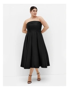 Tiffany Strapless Midi Dress in Black