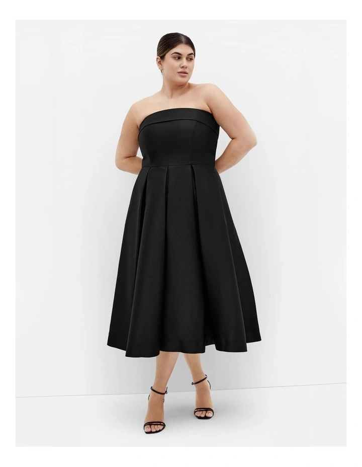 Tiffany Strapless Midi Dress in Black image 1