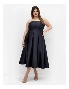 Tiffany Strapless Midi Dress in Navy