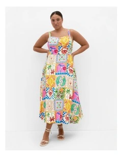 Positano Print Midi Dress in Multi