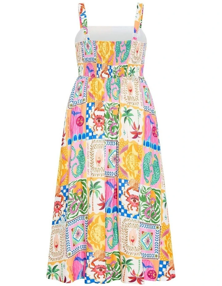 Positano Print Midi Dress in Multi image 4