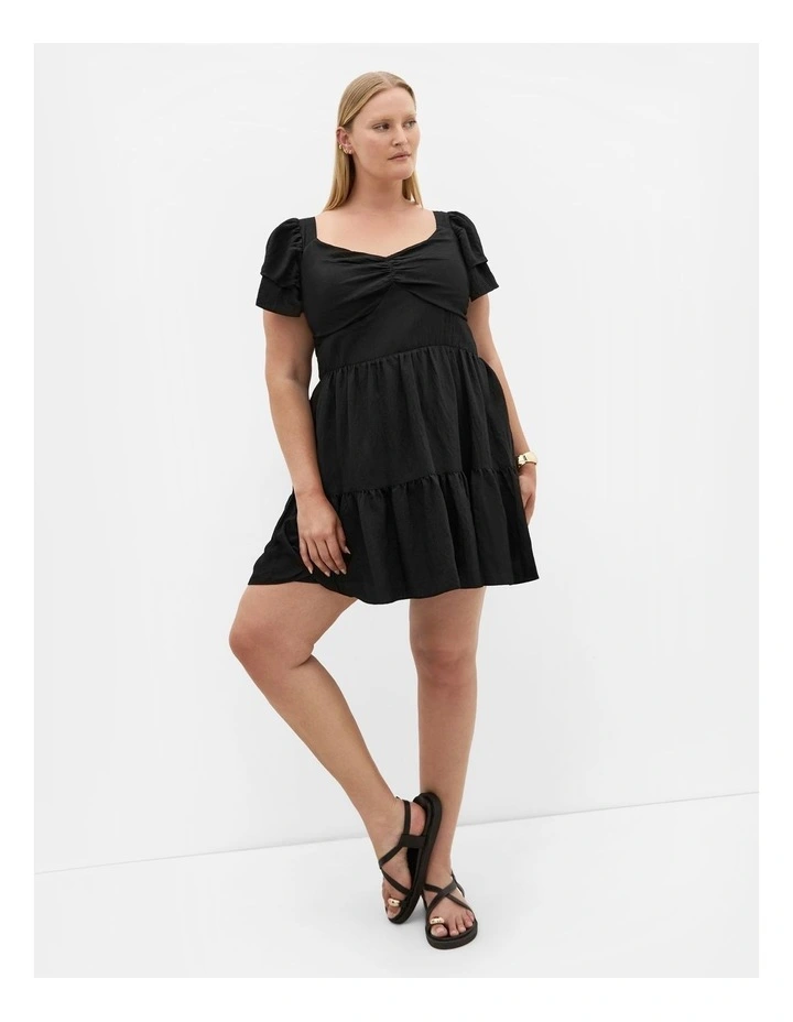 Leo Babydoll Mini Dress in Black image 1