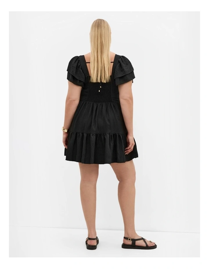 Leo Babydoll Mini Dress in Black image 2