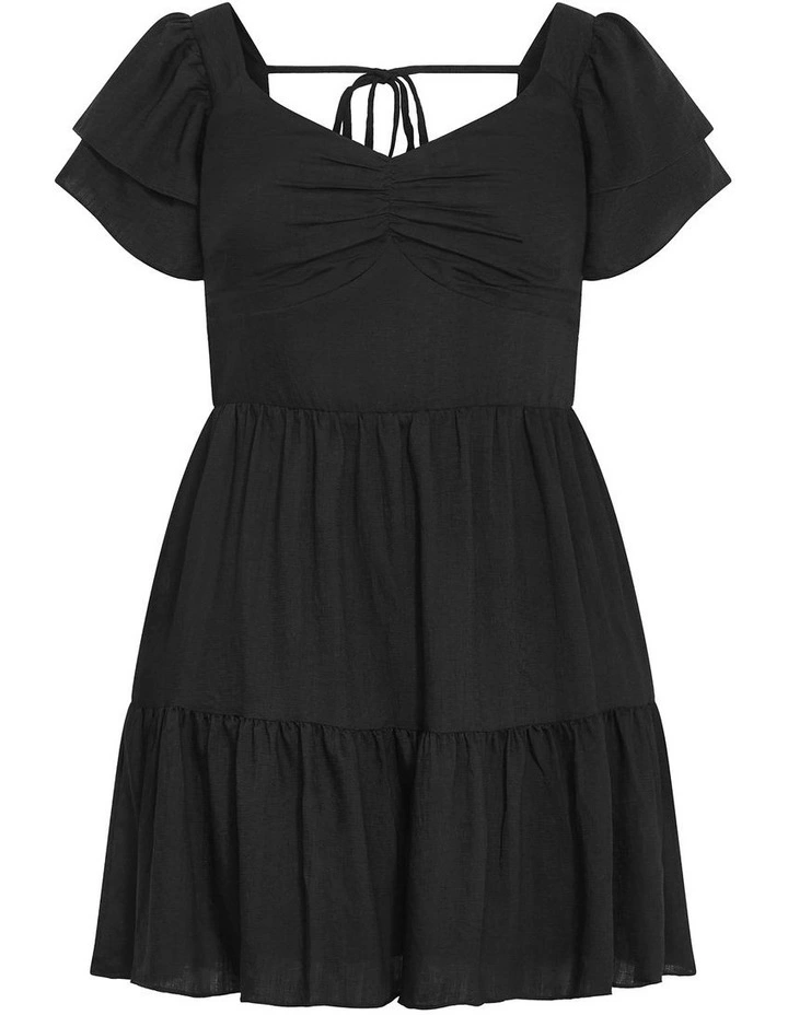Leo Babydoll Mini Dress in Black image 3