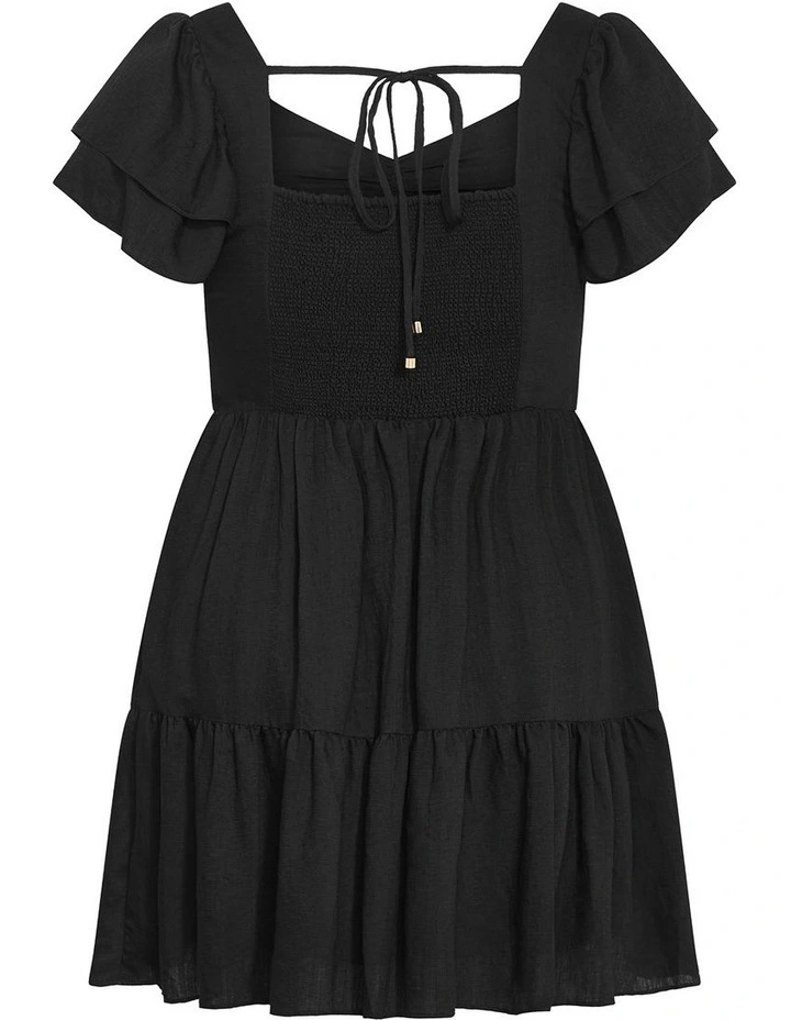 Leo Babydoll Mini Dress in Black image 4