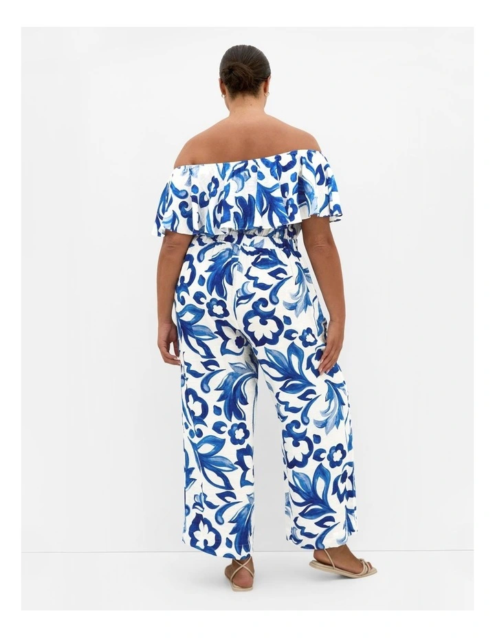 Peta Border Print Jumpsuit in Blue image 2