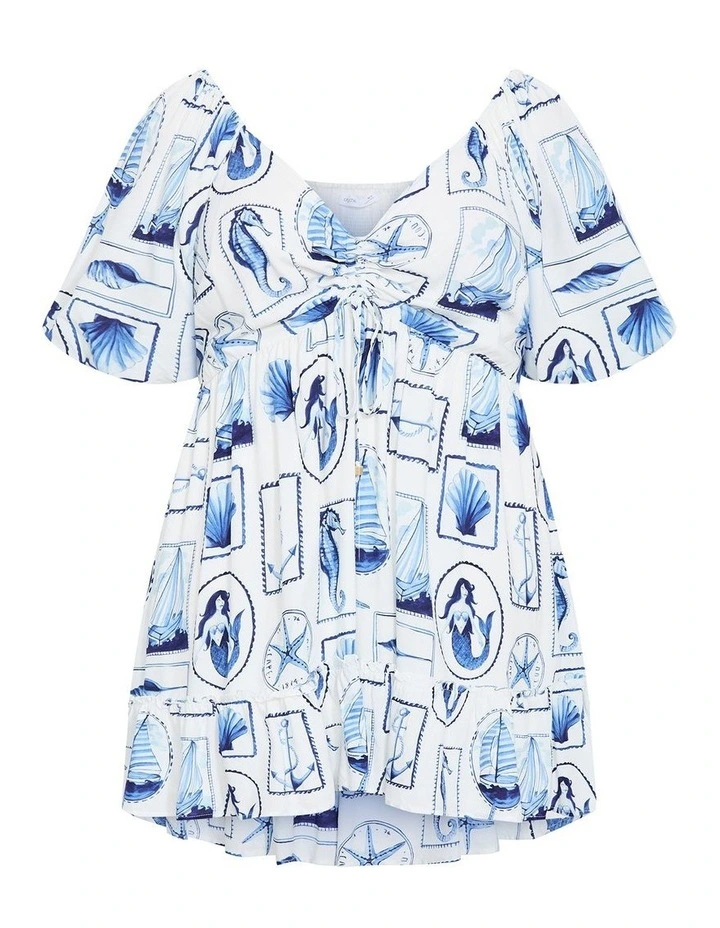 Giselle V Neck Mini Dress in Off White image 3