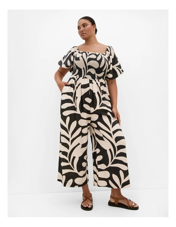 Taranto Print Jumpsuit in Black image 1