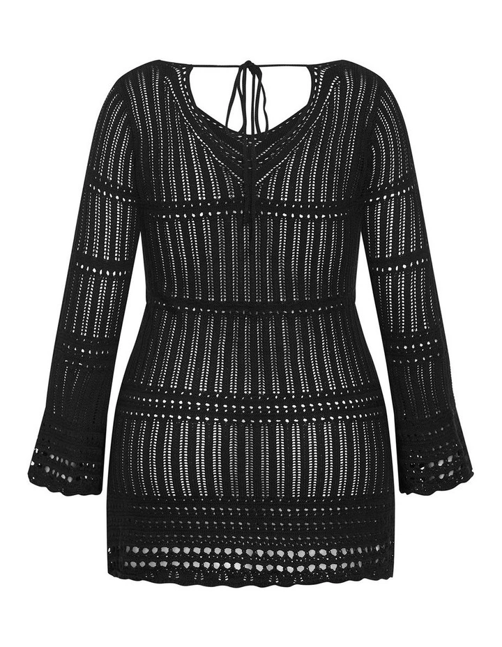 Andros Crochet Knit Kaftan in Black image 4