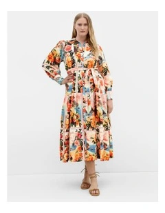 Ezra Aloha Print Midi Dress in Multi