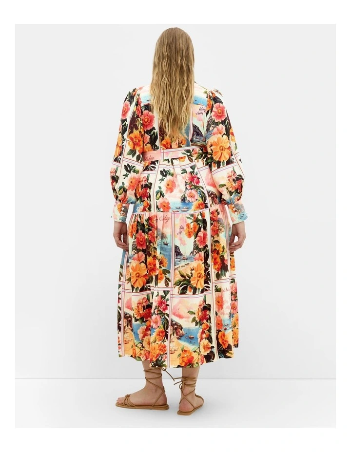 Ezra Aloha Print Midi Dress in Multi image 2