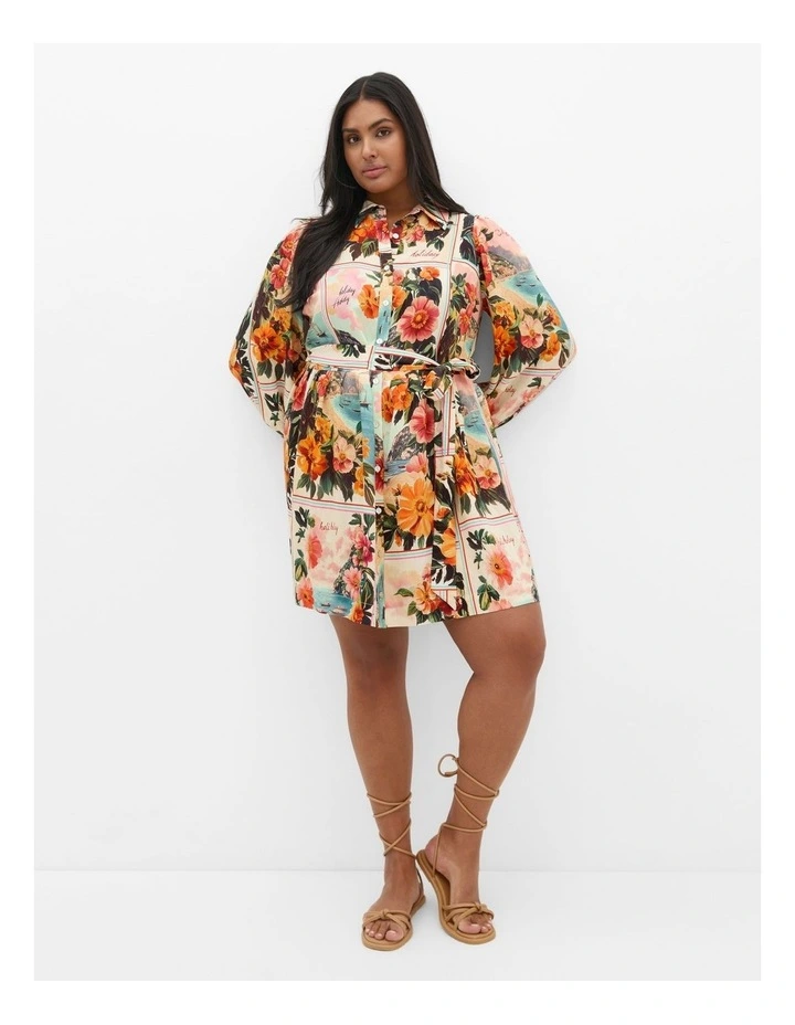 Ezra Aloha Print Mini Dress in Multi image 1