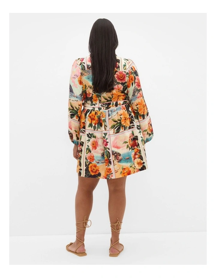 Ezra Aloha Print Mini Dress in Multi image 2